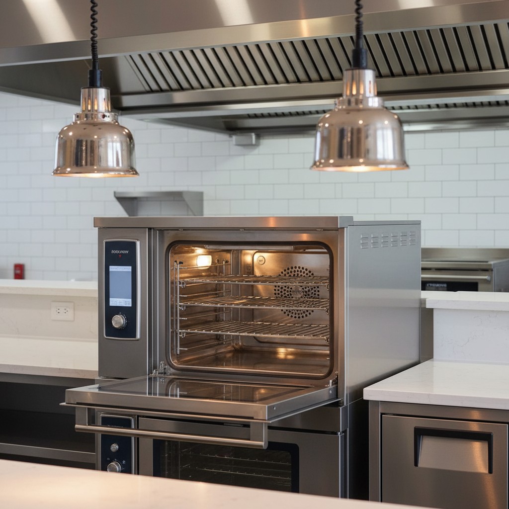 미지에 개방 nestled in white; stainless steel appliances resonate in the modern kitchen's clean lines.