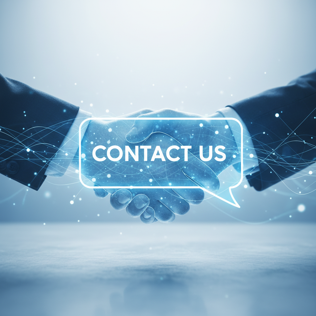 Contact Us concept, handshake or message icon, clean and inviting